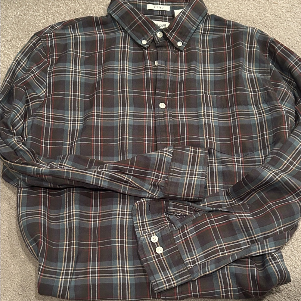 Haggar Men's Plaid Shirt - Black, Blue, and Red